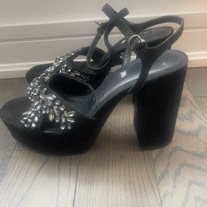 Zara Black Rhinestones platform Sandals